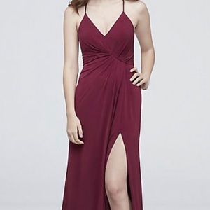 Drapery Jersey V-neck Sheath with Gathered Waist